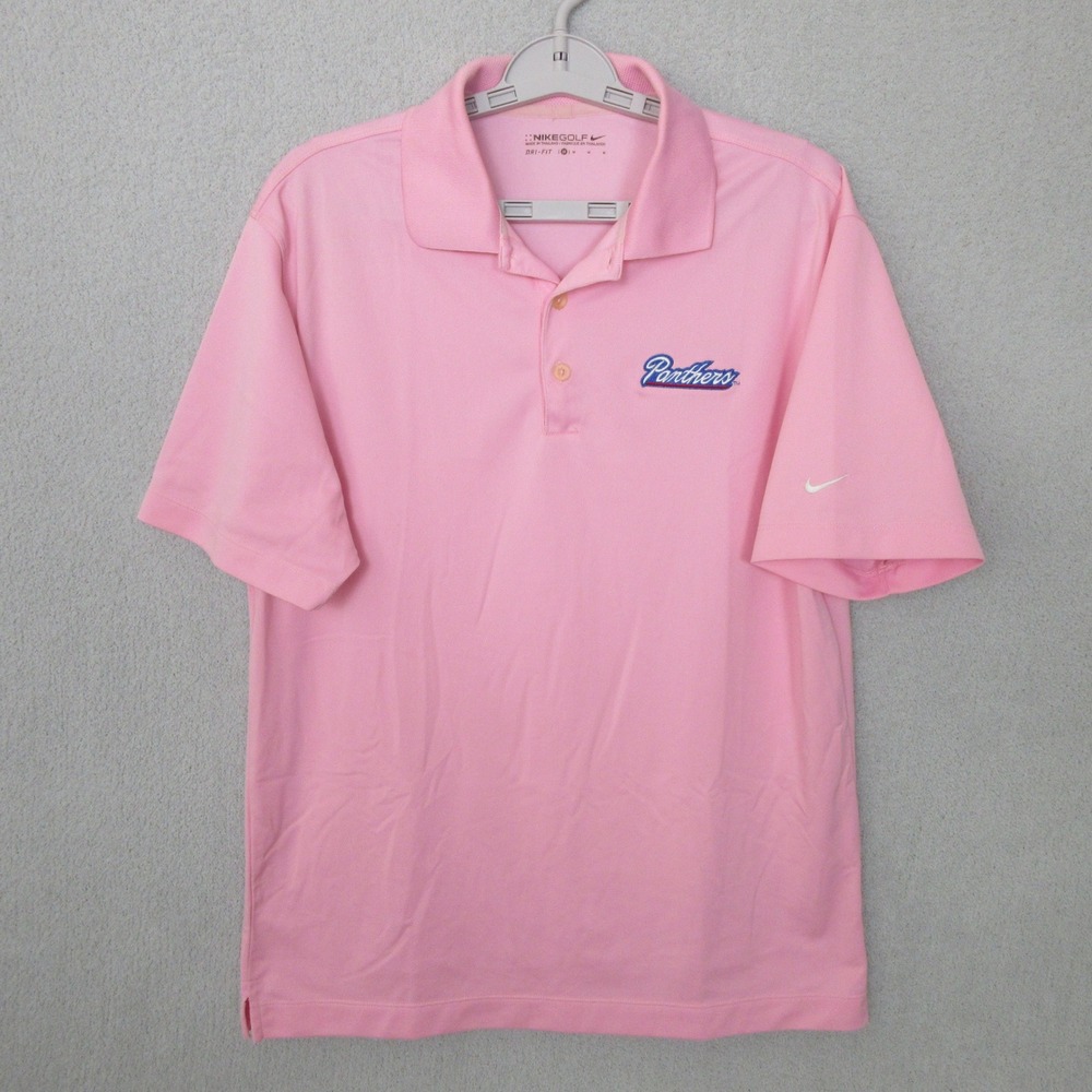 Nike Golf Dri-FIT Panthers Pink Polo Shirt Women's Size M Short Sleeve